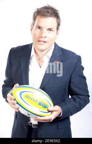 Mark Duden-Smith portrait comme ESPN Aviva Premiership Rugby TV présentateur Banque D'Images