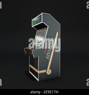 armoire de jeu rétro isolée sur fond noir d'illustration 3d Banque D'Images