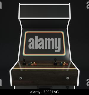 armoire de jeu rétro isolée sur fond noir d'illustration 3d Banque D'Images