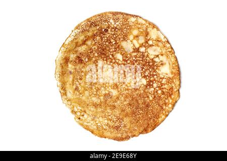 Crêpe ronde sur fond blanc Banque D'Images