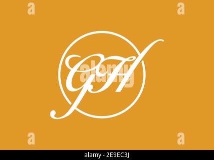 Blanc jaune GH initiale lettre logo design Illustration de Vecteur