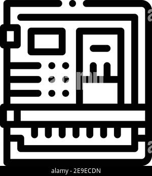 illustration vectorielle de l'icône noire de l'arrière du système informatique avec ports Illustration de Vecteur