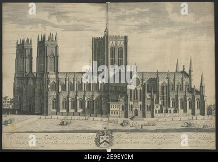 À l'honorable Henry Finch Dean de York cette perspective sud-ouest de la cathédrale de Saint-Pierre à York. (Étant la vue la plus complète de cette Noble structure) est la plus humblement dédiée par le plus Duti auteur Nutting de votre Honneur, Joseph 45.7.M. Lieu de publication: [London , York] Éditeur: [...]ld de J. Nutting at the Crown in Fleet Street, Near Water Lane End. , par Edmund Barker in Cunney Street York., Date de publication: [1714] Type d'article: 1 support d'impression: Gravure et gravure Dimensions: Platemark 51.7 x 71.2 cm ancien propriétaire: George III, roi de Banque D'Images