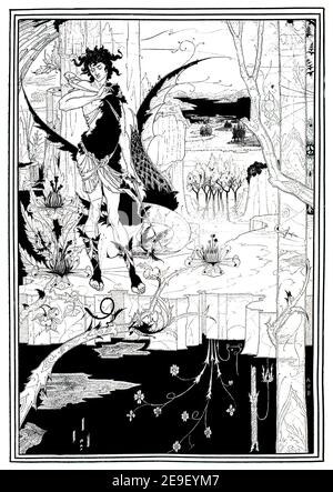 Siegfried, Act 2 dessin en ligne et de lavage par Aubrey Beardsley de 1893 Volume 1, le Studio an Illustrated Magazine of Fine and Applied Art Banque D'Images