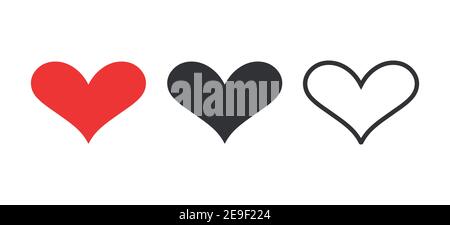 Jeu de symboles de cœur. Illustration de vecteur de forme de cœur simple. Illustration de Vecteur