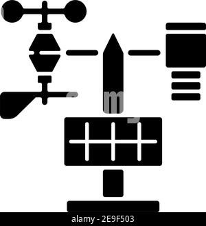 Icône de glyphe noire des stations météorologiques Illustration de Vecteur