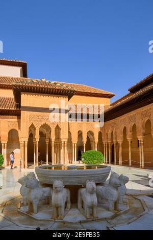 Patio de los Leones, Alhambra, Espagne Banque D'Images