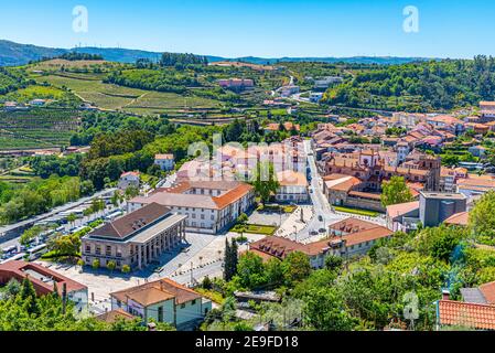 Vue aérienne du centre de la ville de Lamego au Portugal Banque D'Images