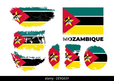 Résumé bonne journée de l'indépendance du Mozambique Brush drapeau arrière-plan Illustration de Vecteur