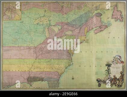 Une CARTE des dominions anglais et français en Amérique du Nord auteur Mitchell, John 118.49.a.2 tab.end Lieu de publication: [Londres] Éditeur: Publié par l'auteur Feb.ry 13.th 1755 selon l'Acte du Parlement, et vendu par et: Millar face Katharine Street in the Strand, Date de publication: [Feb.ry 13.th 1755.] Type d'article: 1 carte sur 8 feuilles Moyen: Joint et posé sur linge, gravure en copperplate, couleur de la main Dimensions: 136 x 193 cm ancien propriétaire: George III, Roi de Grande-Bretagne, 1738-1820 Banque D'Images