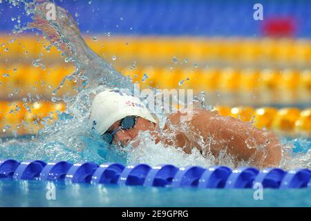 Sébastien Rouault en France gagne de l'argent sur les 1500 mètres de freestyle masculin lors des championnats européens de natation à Budapest, Hongrie, le 4 août 2006. Photo de Nicolas Gouhier/Cameleon/ABACAPRESS.COM Banque D'Images