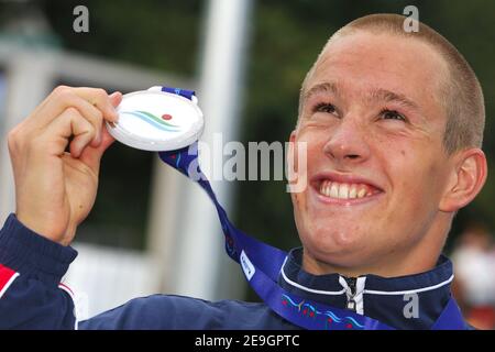 Sébastien Rouault en France gagne de l'argent sur les 1500 mètres de freestyle masculin lors des championnats européens de natation à Budapest, Hongrie, le 4 août 2006. Photo de Nicolas Gouhier/Cameleon/ABACAPRESS.COM Banque D'Images