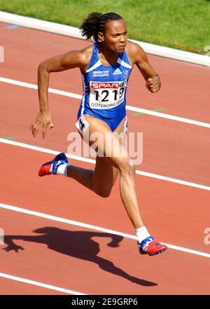 Frances Sylviane Felix participe à 100 m de chaleur féminine lors des Championnats d'athlétisme européens 2006 à Goteborg, en Suède, le 8 août 2006. Photo de Guibbbbbaud-Kempinaire/Cameleon/ABACAPRESS.COM Banque D'Images