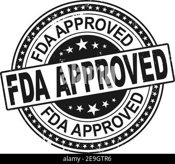 Tampon noir vectoriel approuvé par la FDA. Grafez le tampon ou le badge en caoutchouc rouge avec le texte approuvé par la FDA . Illustration de Vecteur