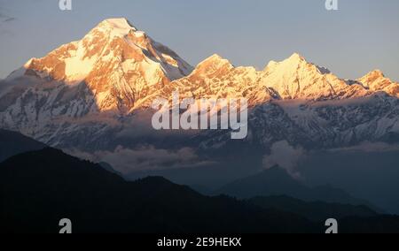 Vue en soirée sur le mont Dhaulagiri - Népal Banque D'Images