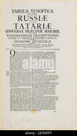 Impérii Russici et Tartariae Universae tam majoris et Asiaticae quam minoris et Europaeae tabula auteur Hase, Johann Matthias 112.8.a-F. Lieu de publication: [Norib.] Editeur: Immensis Homannianorum Heredum, Date de publication: [1739] Type d'article: 1 carte avec livret d'accompagnement Moyen: Carte couleur main, livret de 14 feuilles Dimensions: Carte 57 x 92 cm, livret 50 cm ancien propriétaire: George III, Roi de Grande-Bretagne, 1738-1820 Banque D'Images