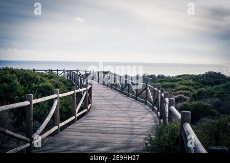 Dunas de Artola - Parc naturel de Marbella, Costa del sol, Espagne. Chemin du bois , attraction touristique. Banque D'Images