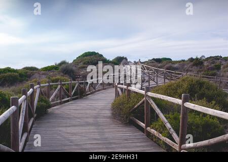 Dunas de Artola - Parc naturel de Marbella, Costa del sol, Espagne. Chemin du bois , attraction touristique. Banque D'Images