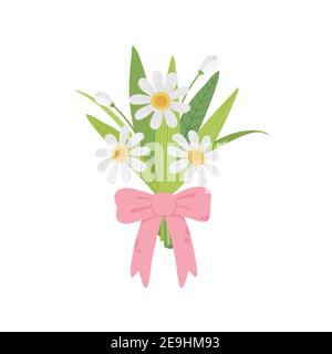 Femme tenant un bouquet de fleurs. Illustration vectorielle, carte de vœux Illustration de Vecteur