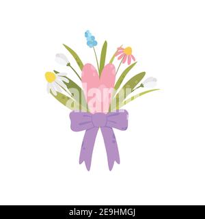 Bouquet de fleurs. Carte internationale pour femmes. Motif vectoriel de dessin animé plat Illustration de Vecteur