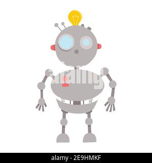 jouet robot mignon avec un écran dans la poitrine et un coeur sur lui. Illustration vectorielle à caractères plats. Illustration de Vecteur