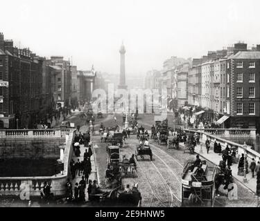 Photographie de la fin du XIXe siècle - rue Sacvkville, maintenant rue O'Connell Dublin, Irlande Banque D'Images