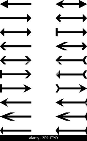 Flèches noires dans différentes directions et tailles, illustration, vecteur sur fond blanc. Illustration de Vecteur
