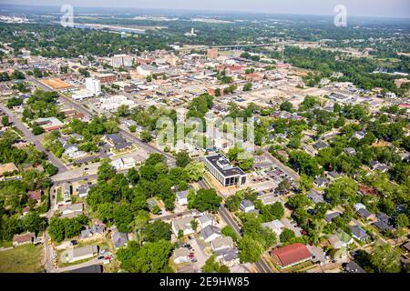 Tuscaloosa Alabama, centre-ville, vue aérienne sur le quartier des affaires, Black Warrior River, Banque D'Images