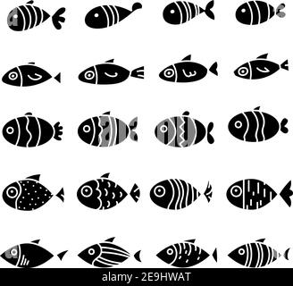 Types de poissons noirs, illustration, vecteur sur fond blanc. Illustration de Vecteur