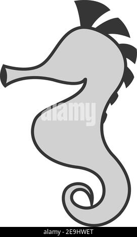 Hippocampe gris, illustration, vecteur sur fond blanc. Illustration de Vecteur