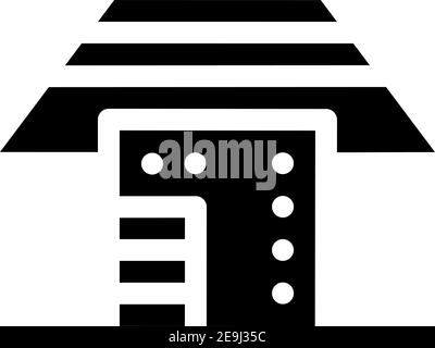 Maison noire avec deux lignes blanches sur le toit, illustration, vecteur sur fond blanc. Illustration de Vecteur
