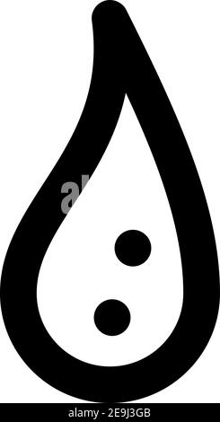 Goutte blanche entourée de couleur noire et de deux petits points noirs, illustration, vecteur sur fond blanc. Illustration de Vecteur