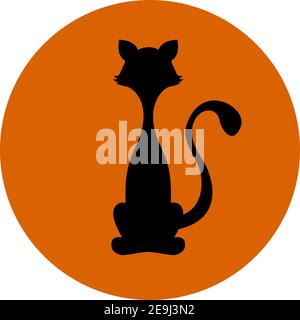 Chat noir, vecteur, illustration sur fond blanc. Illustration de Vecteur