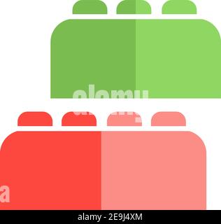 LEGO rouge et vert, illustration, vecteur sur fond blanc. Illustration de Vecteur