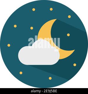 Jeune lune avec un nuage, illustration, vecteur sur fond blanc. Illustration de Vecteur