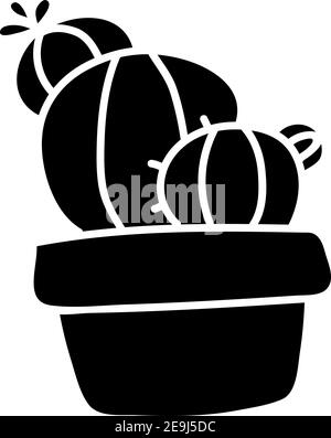 Trois cactus noirs dans un pot, illustration, vecteur sur fond blanc. Illustration de Vecteur