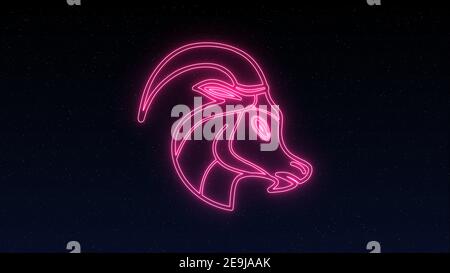Le symbole Capricorne zodiac, signe horoscope en style néon sur ciel étoilé de nuit. Droit de haute qualité libre de stock de Capricorne zodiac signe Banque D'Images