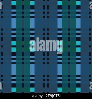 Motif vectoriel sans couture rectangulaire comme tartan écossais dans les couleurs bleu, vert et noir, texture pour chemise en flanelle, tissu écossais, nappes, vêtements, couverture Illustration de Vecteur