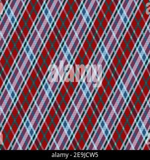 Motif vectoriel rhombique sans couture comme un tartan écossais principalement dans les teintes rouges, magenta et turquoise, texture pour chemise en flanelle, plaid, nappes, vêtements, b Illustration de Vecteur