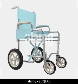 Fauteuil roulant d'hôpital isolé sur fond. rendu 3d - illustration Banque D'Images