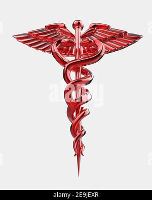 Caduceus. Symbole de médecine isolé sur fond. Idéal pour les publications de grande taille ou l'impression. rendu 3d - illustration Banque D'Images