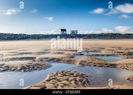 Cabanes de plage, France, Sangatte, hauts de France Banque D'Images