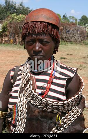 Banna Tribe Woman, Key Afer, Éthiopie Banque D'Images