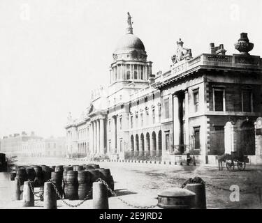 Photographie de la fin du XIXe siècle - Maison des douanes, Dublin, Irlande Banque D'Images