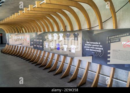 Exposition Memorial Sports Club, Corinthians Paulista (Sports Club Corinthians Paulista) à la station de métro Corinthians à Sao Paulo, Brésil. Banque D'Images