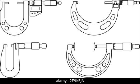 Ensemble d'icônes de micromètre. Outils de mesure. Illustration vectorielle Illustration de Vecteur