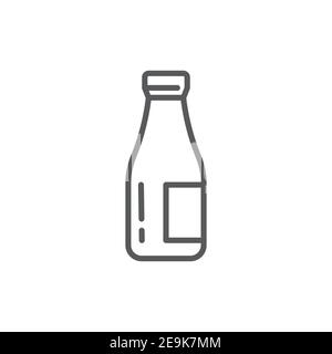 icône de bouteille de lait, couleur, ligne, contour du signe vectoriel, pictogramme de style linéaire isolé sur blanc. Symbole, illustration du logo Illustration de Vecteur