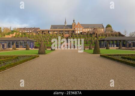 Kamp-Lintfort - vue sur les jardins en terrasse de l'abbaye de Kamp, fondée en 1123, Rhénanie du Nord-Westphalie, Allemagne, Kamp-Lintfort, 04.02.2021 Banque D'Images