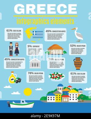 Éléments infographiques avec barres pourcentages et symboles traditionnels Grèce vecteur illustration Illustration de Vecteur