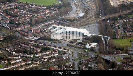 Vue aérienne de la gare de Liverpool South Parkway Banque D'Images